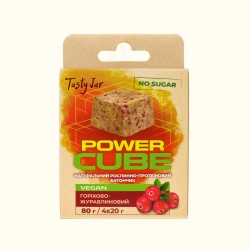 Натуральний рослинно-протеїновий батончик VEGAN "Горіхово-Журавлиновий" 80 г. POWER CUBE